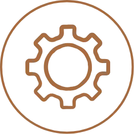 Icon orange Kreis Zahnrad